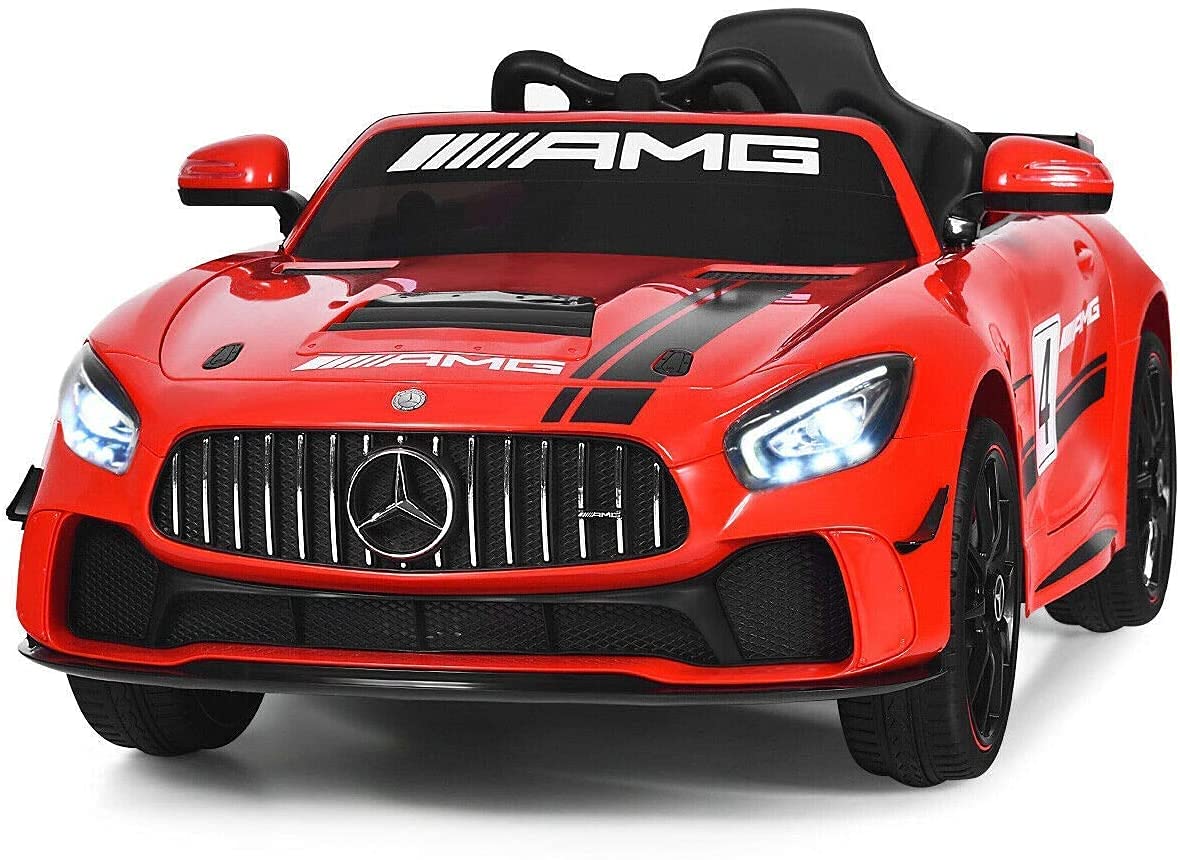 **12V Mercedes Benz AMG GT Licensed Kids Electric Ride-On Car with Remote Control – MP3/USB/TF Toddler Toy Car for Indoor & Outdoor Play**