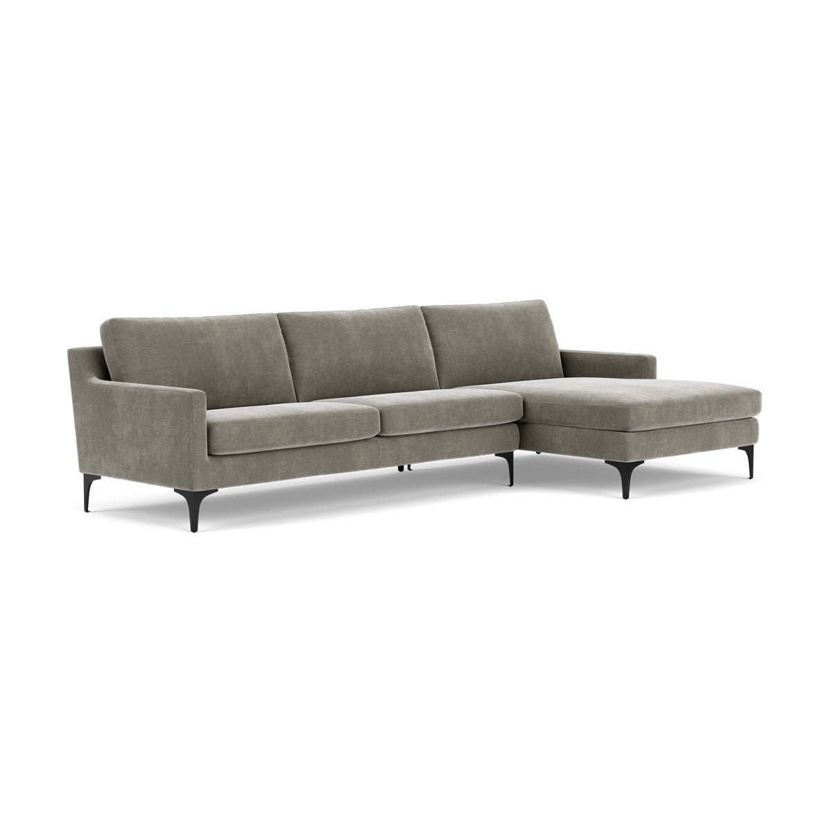 Astha Fabric Right Chaise Sofa - Modern Upholstered Sectional Couch for Living Room, Lounge & Small Spaces