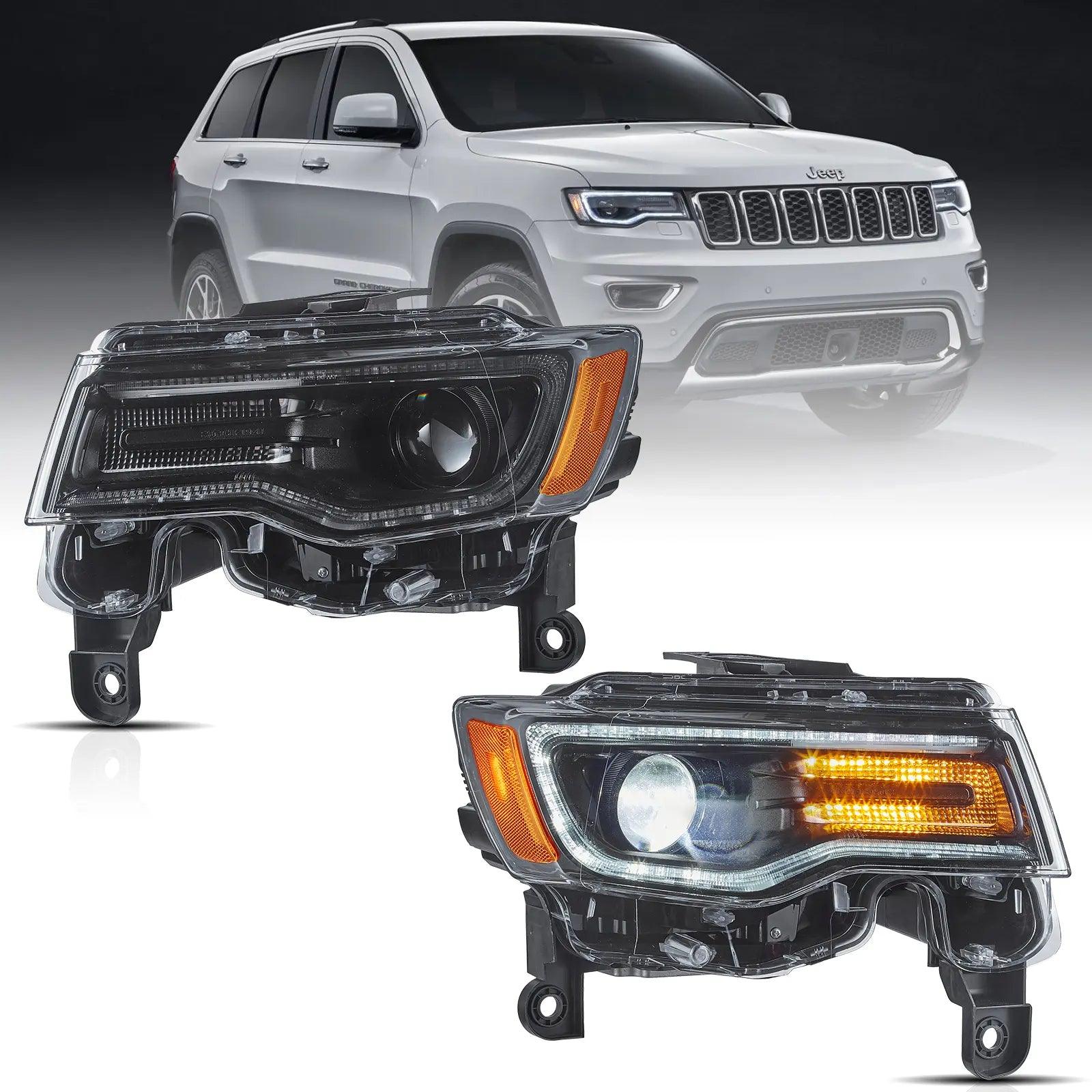 2014-2022 Jeep Grand Cherokee (WK2) Full LED Headlight Assembly with DRL & Startup Animation - High Performance Replacement Headlights for Night Driving & Off-Road Adventures
