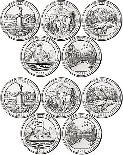 2011 US National Parks Quarters Complete Set - P & D Mints (10 Uncirculated Coins) | Coin Collection & Gift for Collectors | Perfect for Display, Investment & Educational Purposes