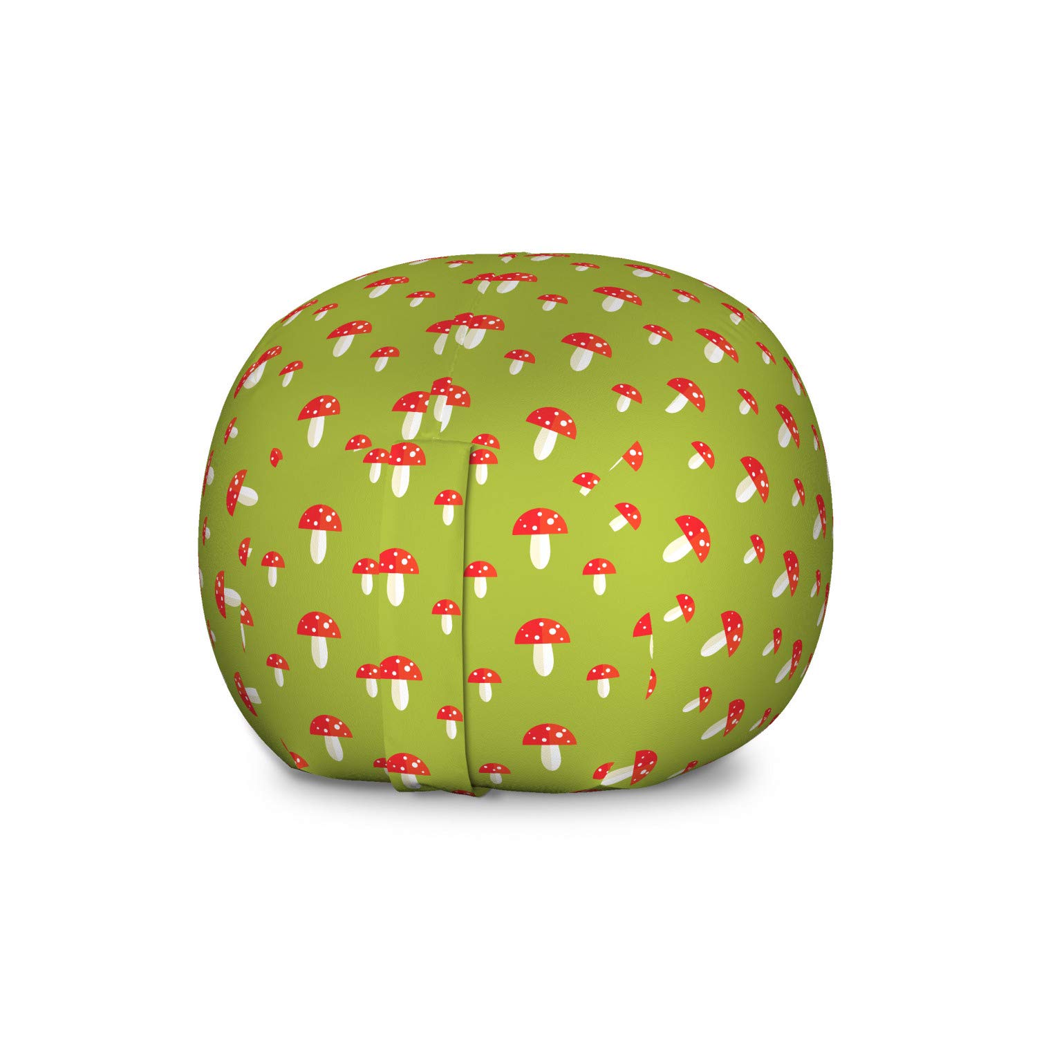 Ambesonne Mushroom Toy Storage Bag Chair - Large Washable Organizer for Stuffed Animals, Kids' Room Decor with Childish Forest Botany & Toadstool Pattern in Apple Green Vermilion | Perfect for Nursery, Playroom & Bedroom Organization