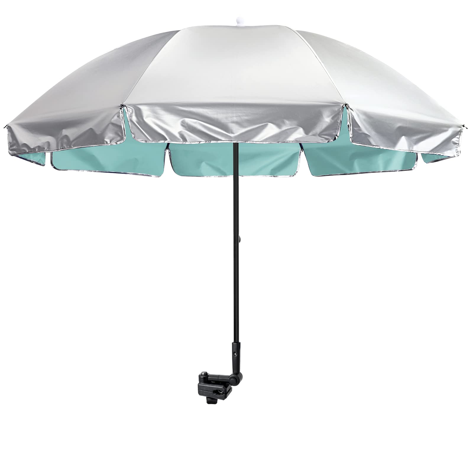 G4Free UPF 50+ Universal Clamp-On Adjustable Sun Shade Umbrella - UV Protection for Beach Chairs, Strollers, Wheelchairs, Patio Chairs & Golf Carts - Perfect for Outdoor, Travel & Leisure Activities