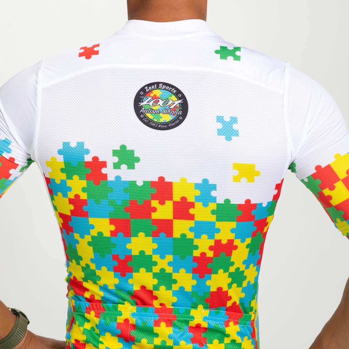 Men's Cycling Aero Jersey with Autism Puzzle Design - Lightweight Breathable Bike Shirt for Road & Mountain Biking - Ideal for Charity Rides & Awareness Events