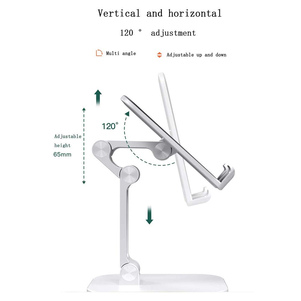 Foldable Desk Phone Stand - Adjustable Universal Mobile Phone Holder for iPhone, Samsung, Android - Black & White - Perfect for Office, Home, Video Calls & Hands-Free Viewing