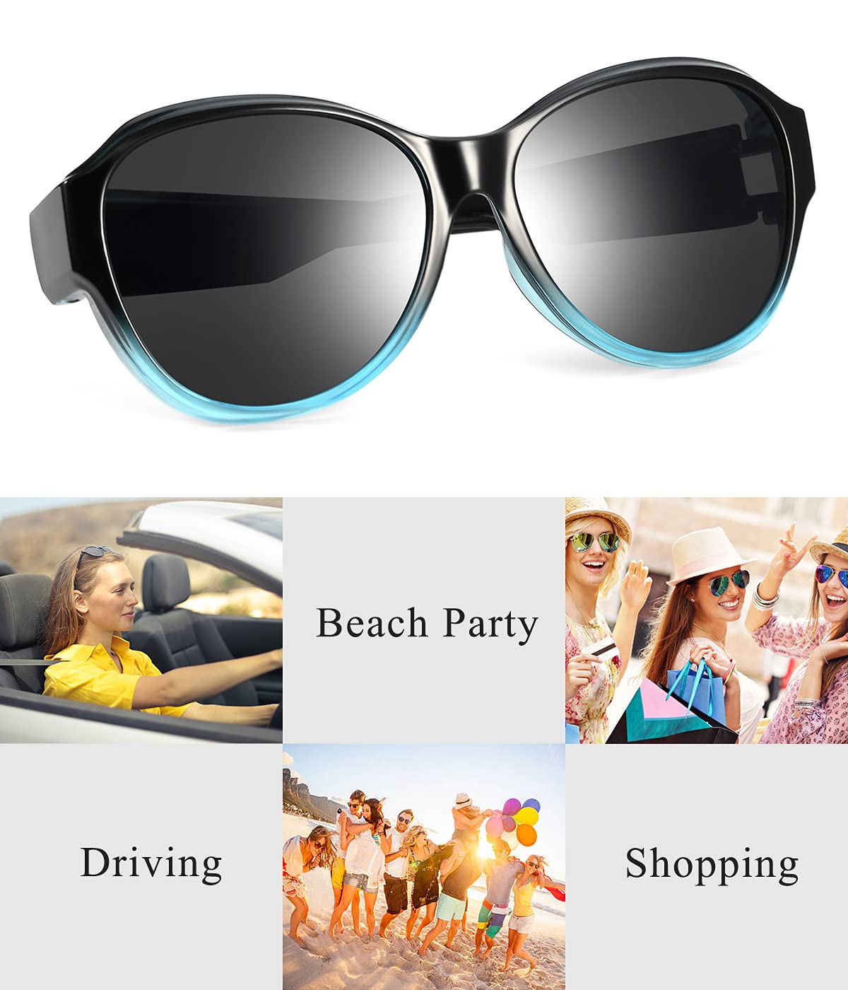Oversized Fit Over Sunglasses for Women & Men - Polarized Lenses with 100% UV Protection - Perfect for Driving, Outdoor Sports & Daily Sun Protection