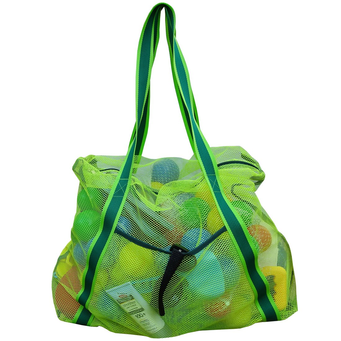 Large Zippered Beach Bag - Lightweight Mesh Toy Storage for Pool, Sand & Swim Gear - Perfect for Beach Trips, Pool Parties & Outdoor Adventures