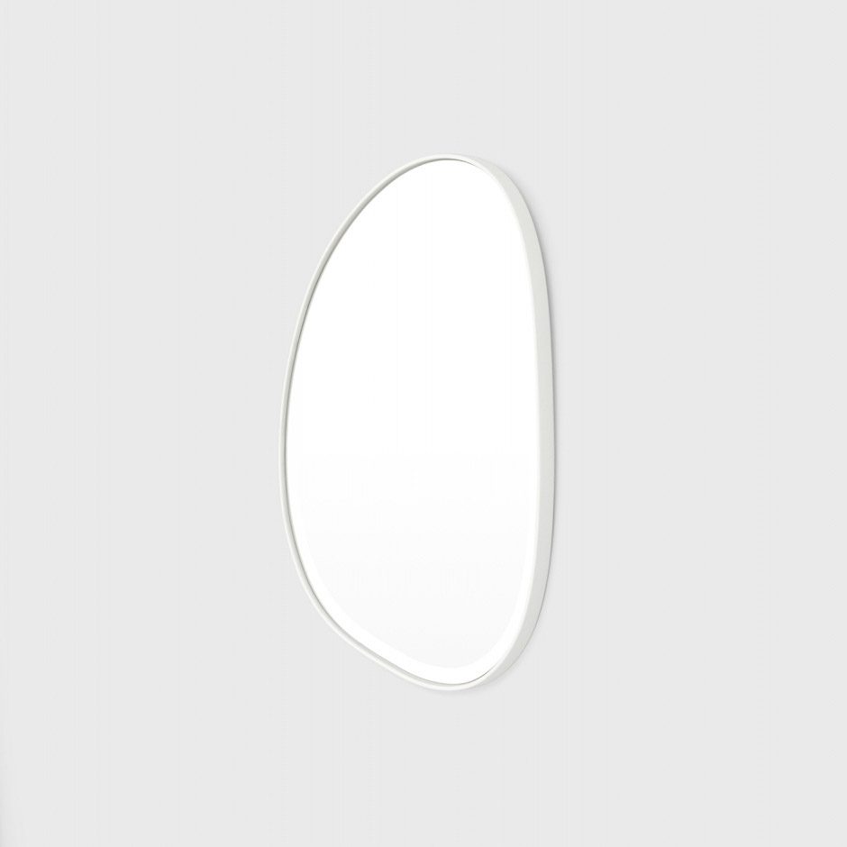 MIDDLE OF NOWHERE Pebble Mirror - Bright White Wall Decor - 21.6x27.5 Inches (55x70cm) - Modern Round Bathroom & Bedroom Mirror for Home Decor