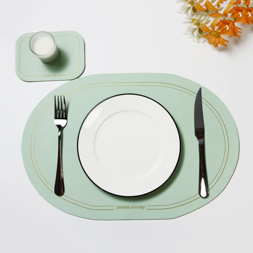LEIGE 4-Piece PU Leather Placemats Set - Heat Resistant, Non-Slip Table Mats for Dining Table - Elegant Coasters & Table Protectors for Home, Restaurant & Party Use (Color: Black)