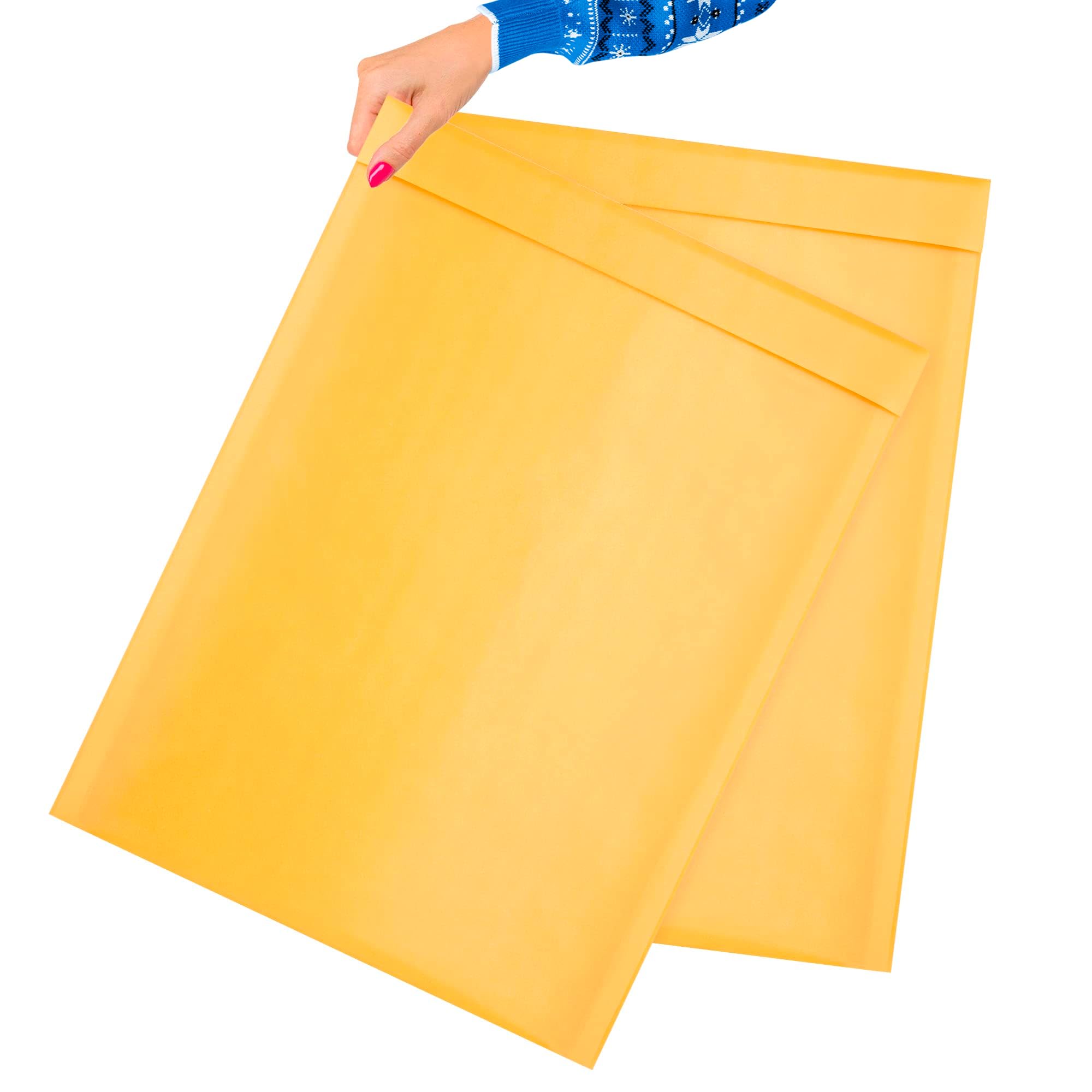 50 Pack 14.25x20 Inch Yellow Kraft Bubble Mailer Envelopes - Self Seal Padded Mailing Bags for Jewelry, Cosmetics & Small Items | Water-Resistant, Opaque Kraft Paper Shipping Envelopes | Perfect for Ecommerce, Amazon FBA & Small Business Shipping