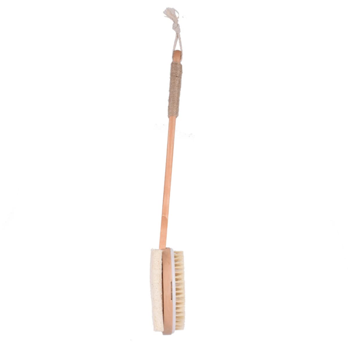 Bamboo Wooden Body Brush with Loofah - Long Handle Back Scrubber & Massager for Shower, Spa, and Exfoliation - Perfect for Deep Cleansing and Relaxation