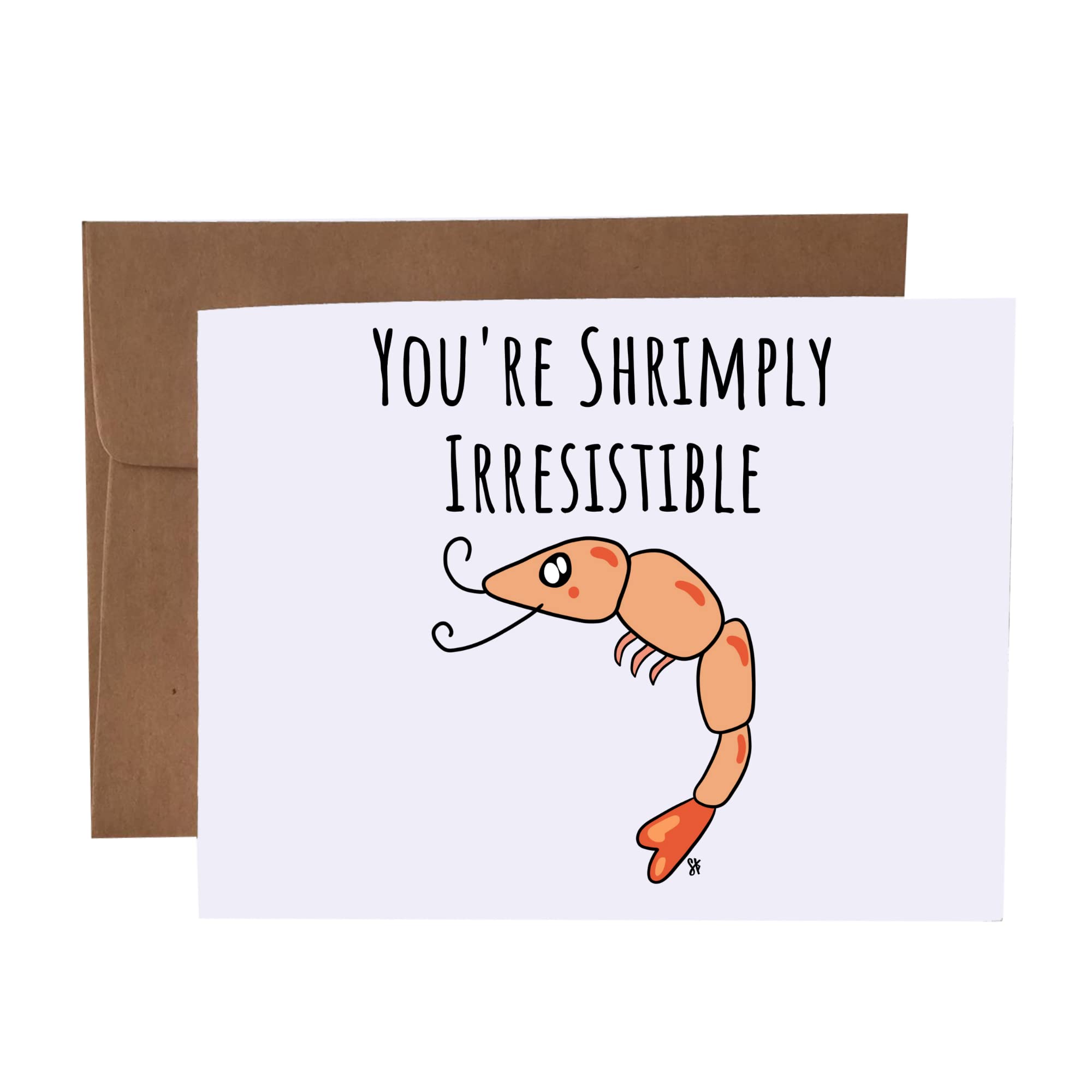 Funny Shrimp Pun Greeting Card - 'You're Shrimply Irresistible' - Blank Inside with Kraft Envelope | Perfect for Birthdays, Anniversaries & Humorous Occasions