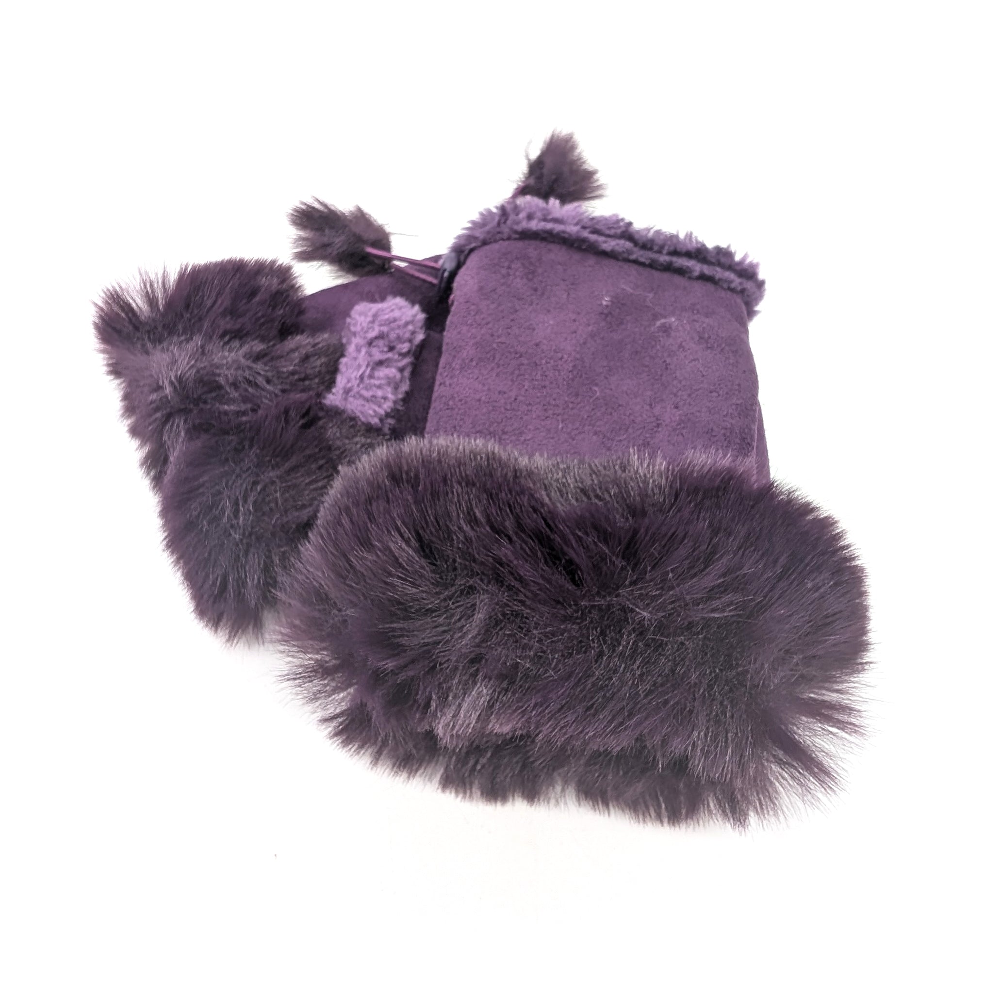 Stylish Purple Suede Effect Fingerless Gloves for Women - Fashionable Hand Warmers for Driving, Cycling & Outdoor Activities