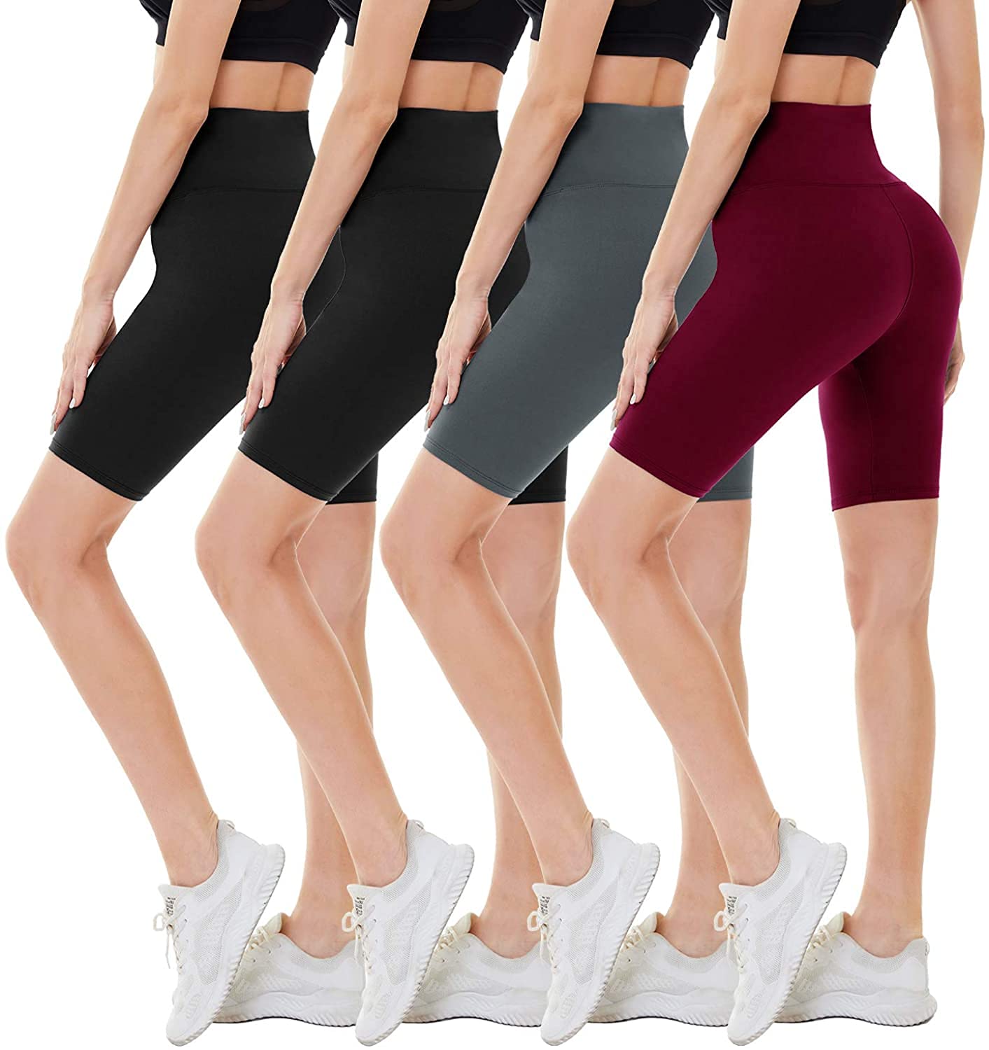 CAMPSNAIL Women's High Waist Biker Shorts 4 Pack - 8