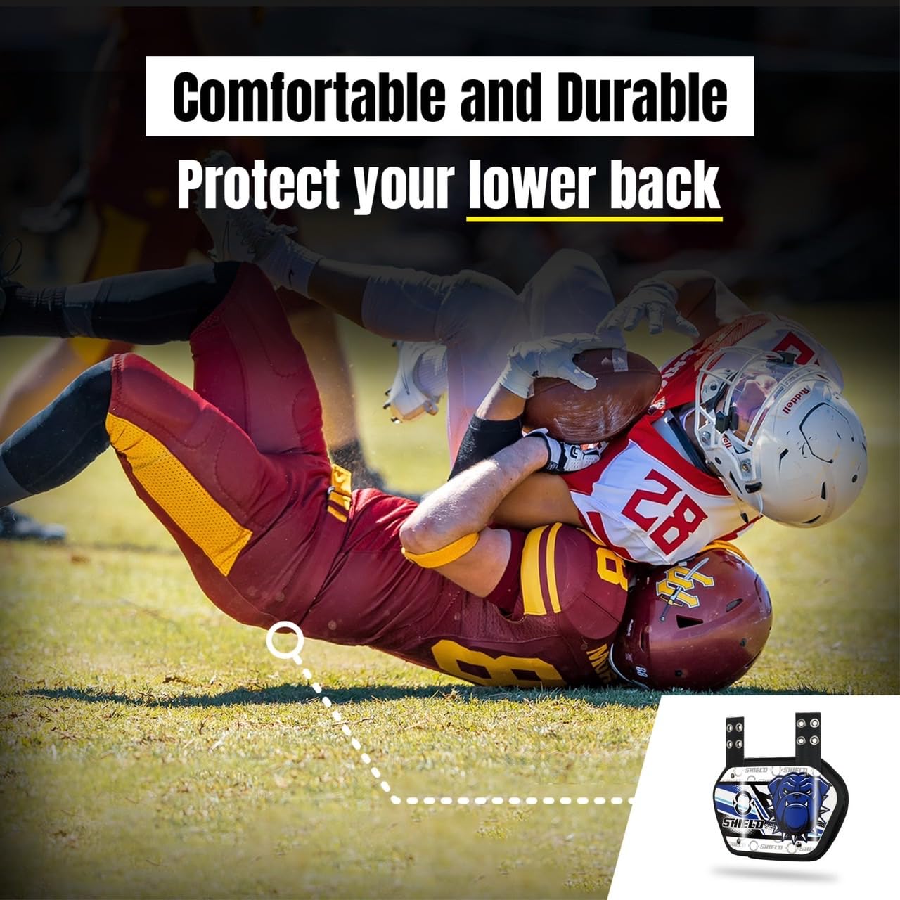 Danger Dog Football Back Plate - Lower Back Protector for Football Players - Rear Impact Protection Pads for Youth & Adult Sports Safety