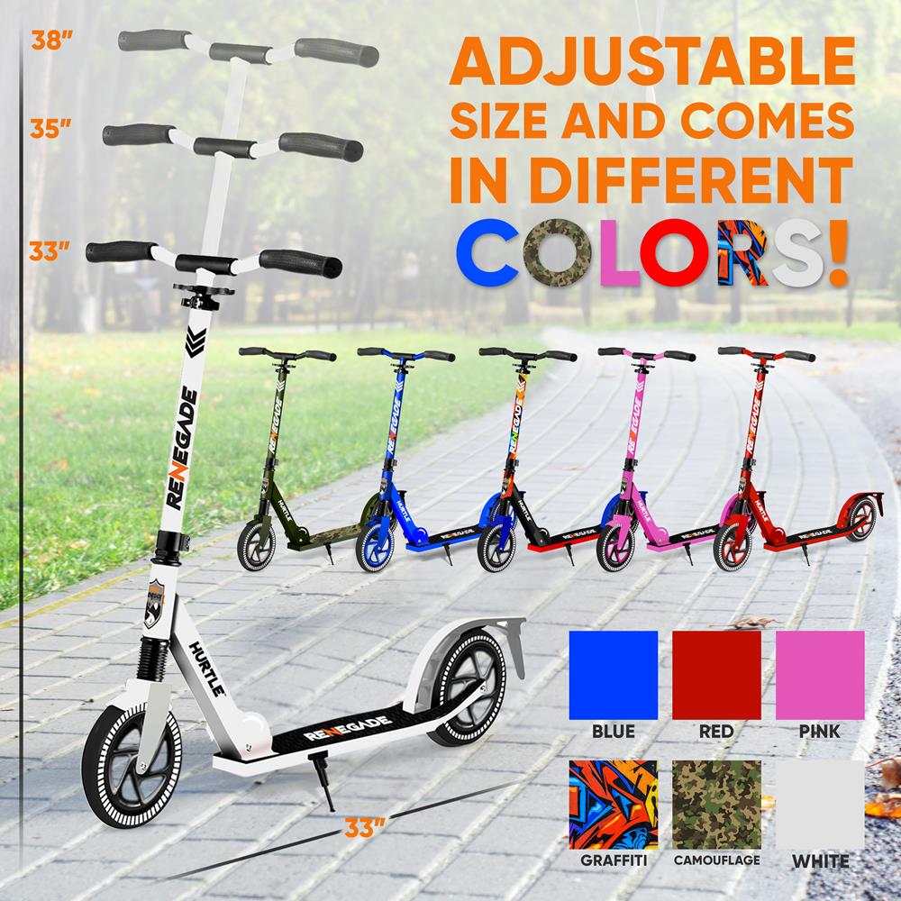 Foldable Kick Scooter for Adults & Teens - Lightweight Aluminum Frame, Adjustable Height - Perfect for Commuting, Campus & Urban Travel