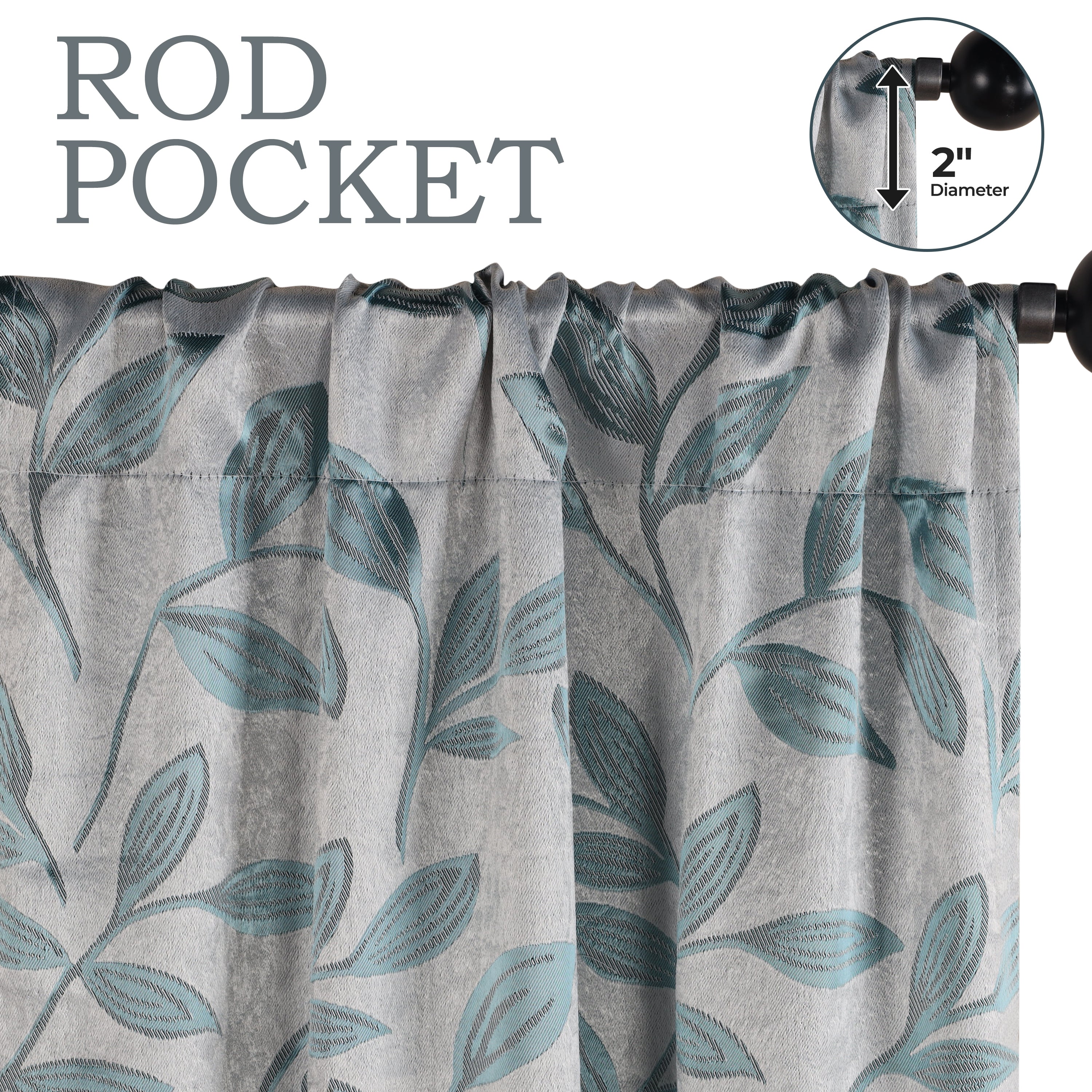 Blackout Curtains with Rod Pocket - Set of 2 Panels for Room Darkening & Privacy - Perfect for Bedrooms, Living Rooms & Home Theater