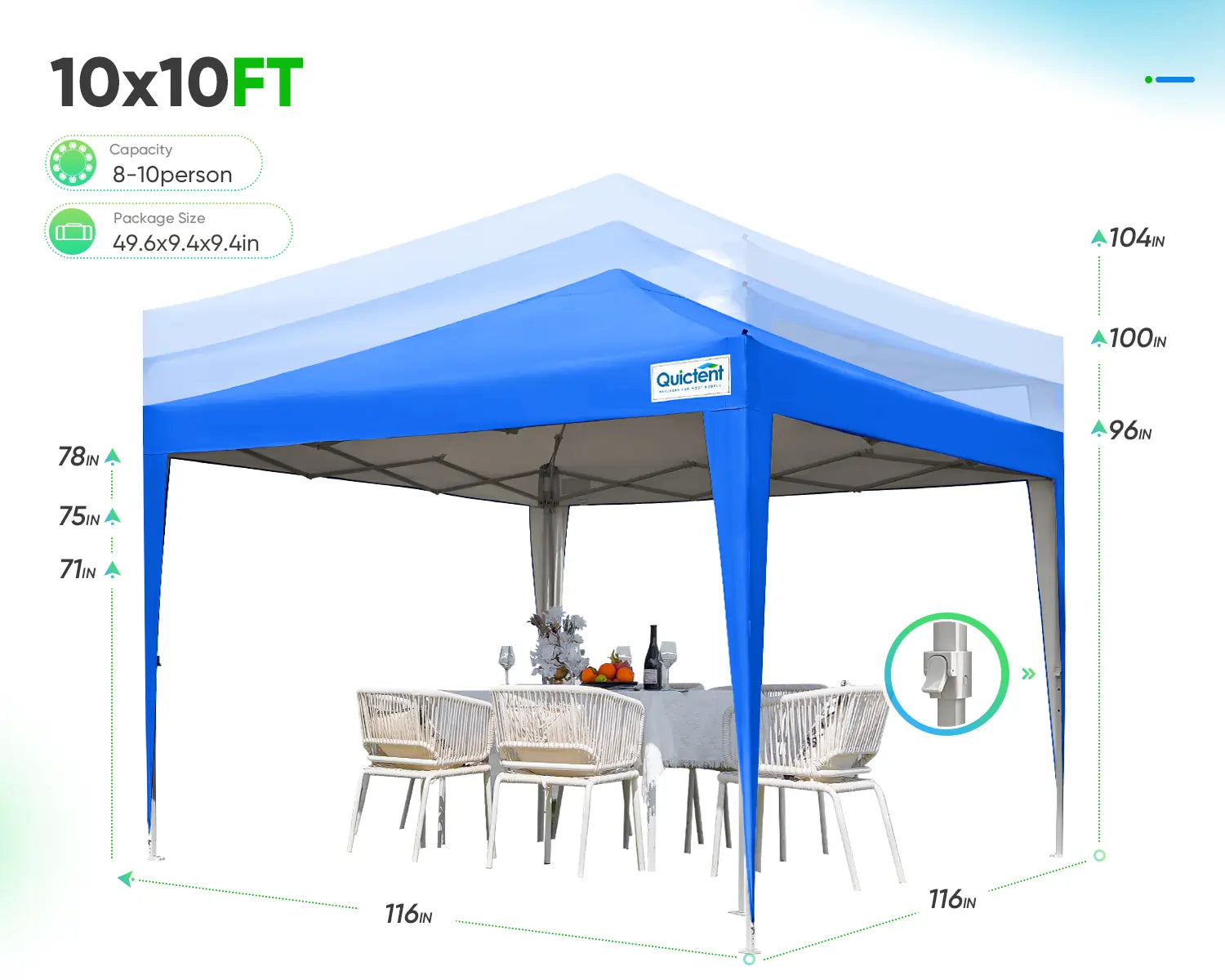10' x 10' Pop Up Privacy Canopy Tent with Side Walls - Perfect for Outdoor Events, Beach Parties, and Backyard Gatherings