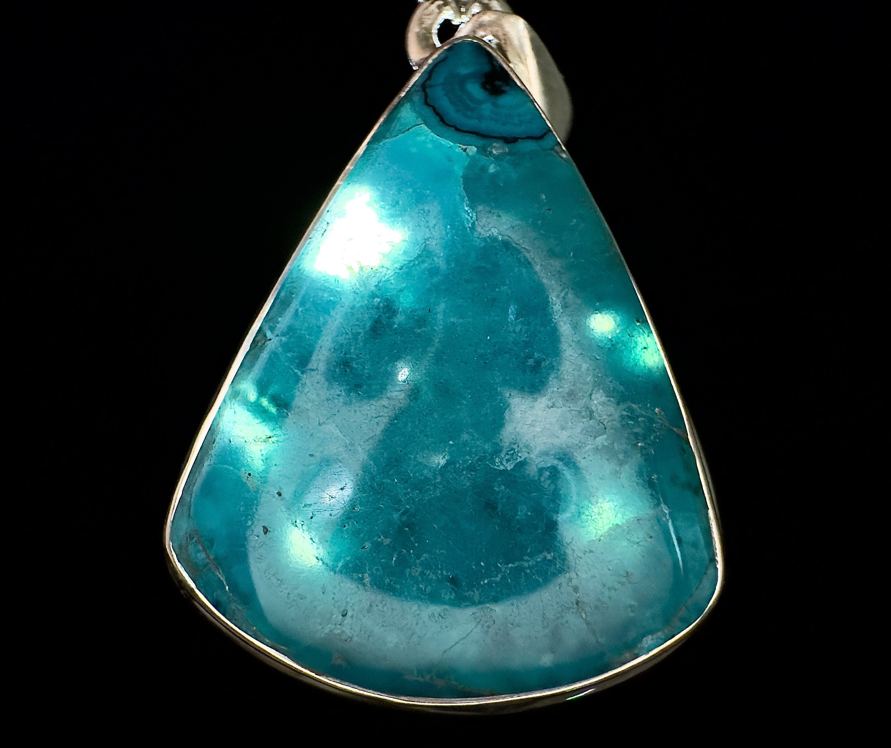 CHRYSOCOLLA Crystal Pendant Necklace - Genuine Gem Silica & Blue Chalcedony Stone in Sterling Silver - Healing Crystal Jewelry for Meditation, Energy Work & Spiritual Gifts (54454)