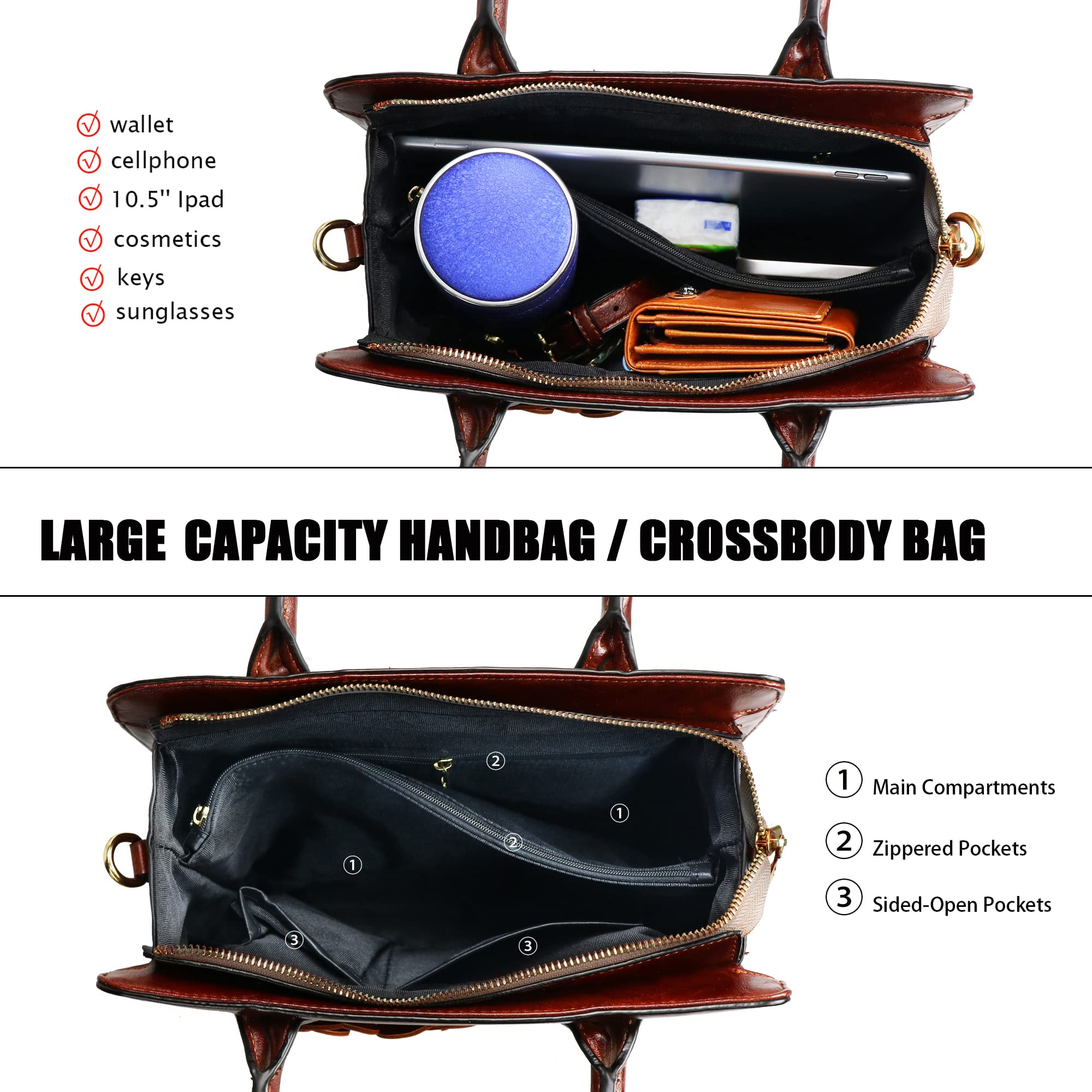 Stylish Leather Handbags for Women - Top Handle Shoulder Bag & Crossbody Purse | Perfect for Work, Travel, and Everyday Use