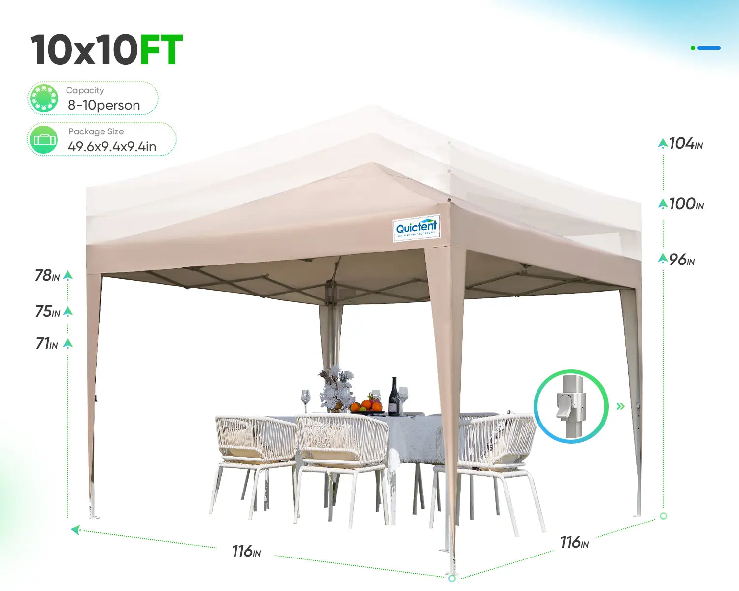 10' x 10' Pop Up Privacy Canopy Tent with Side Walls - Perfect for Outdoor Events, Beach Parties, and Backyard Gatherings