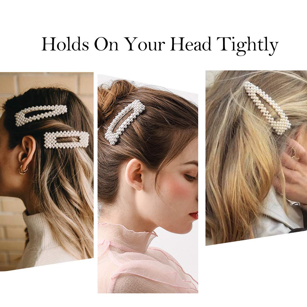 Jaciya 4-Pack Large Pearl Hair Clips for Women - Elegant Hair Barrettes, Wedding & Bridal Hair Accessories, Braiding Styling Clips - Perfect for Parties, Proms and Special Occasions