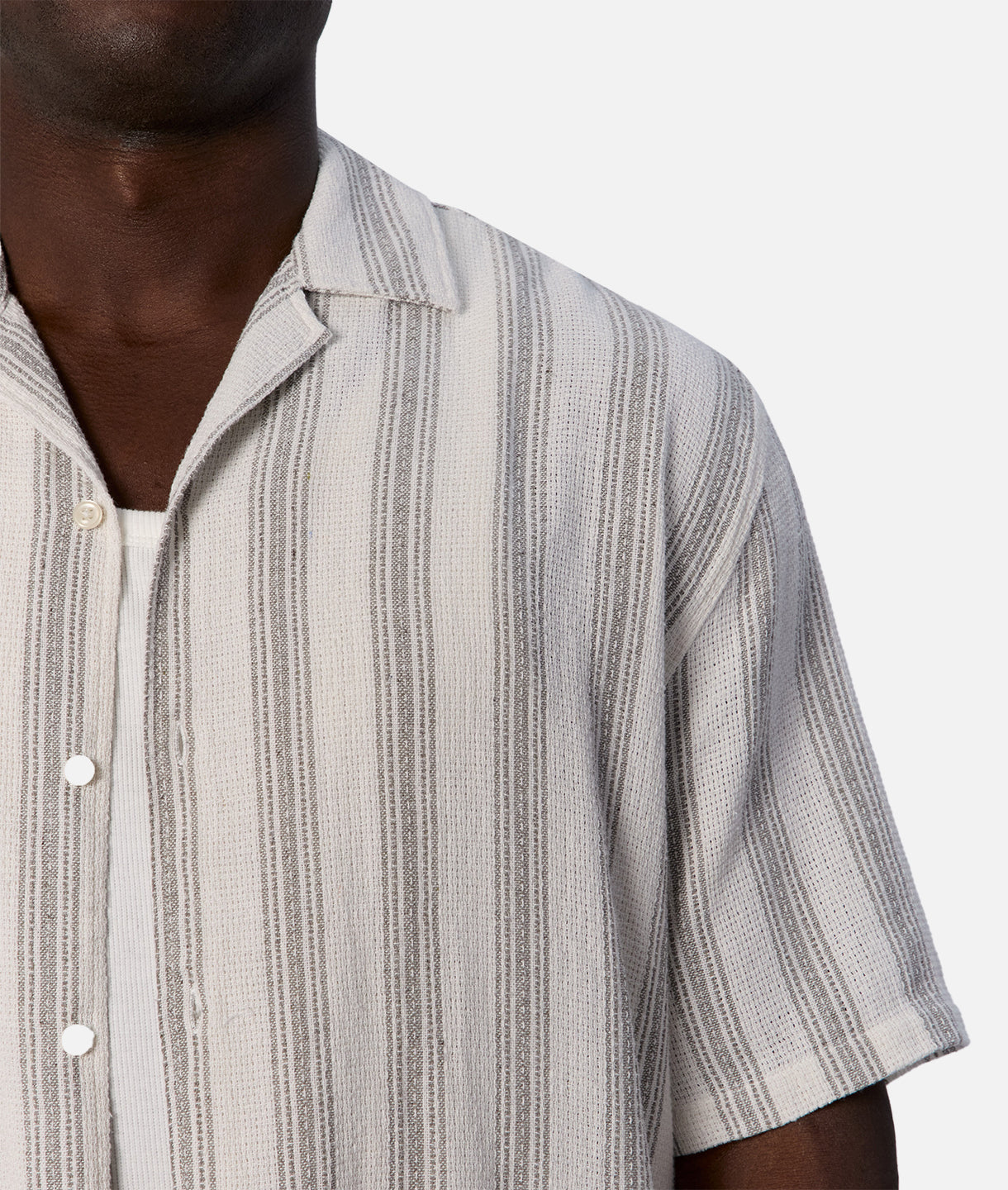 Granada Short Sleeve Shirt for Men - Breathable Cotton Casual Button Down Shirt in Off White & Stone Colors | Perfect for Summer Outfits, Beach Wear and Office Casual Style