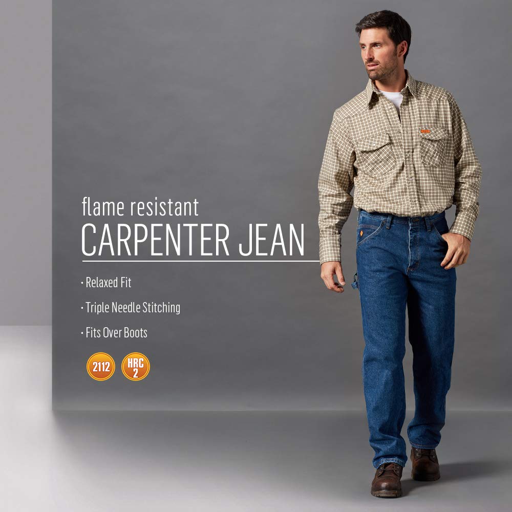 Wrangler Men's Riggs Workwear Flame Resistant Carpenter Jeans - Durable FR Work Pants for Construction, Carpentry & Industrial Safety | OSHA Compliant Workwear
