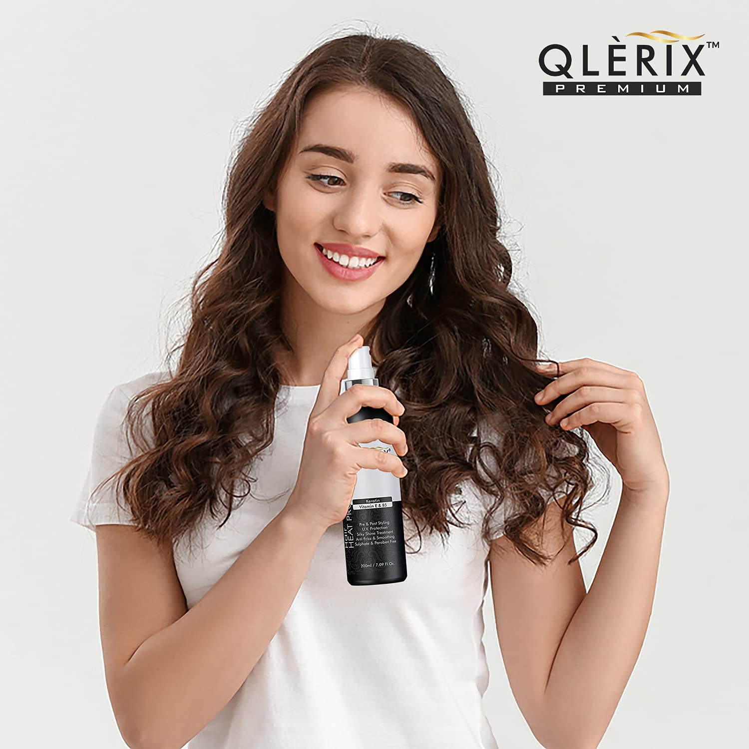 QLERIX Premium Hair Protection Spray - 200ml | Keratin & Argan Oil Infused | Straightening, Smoothing & Styling Treatment | Frizz Control for All Hair Types | Paraben & Sulfate-Free | Perfect for Daily Use, Heat Styling & Salon Results at Home