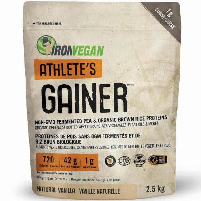 Iron Vegan Athlete's Gainer Protein Powder - Natural Vanilla Flavor 2.5kg (5.5lb) for Muscle Growth & Recovery | Plant-Based Workout Supplement for Bodybuilding, Fitness & Post-Workout Nutrition