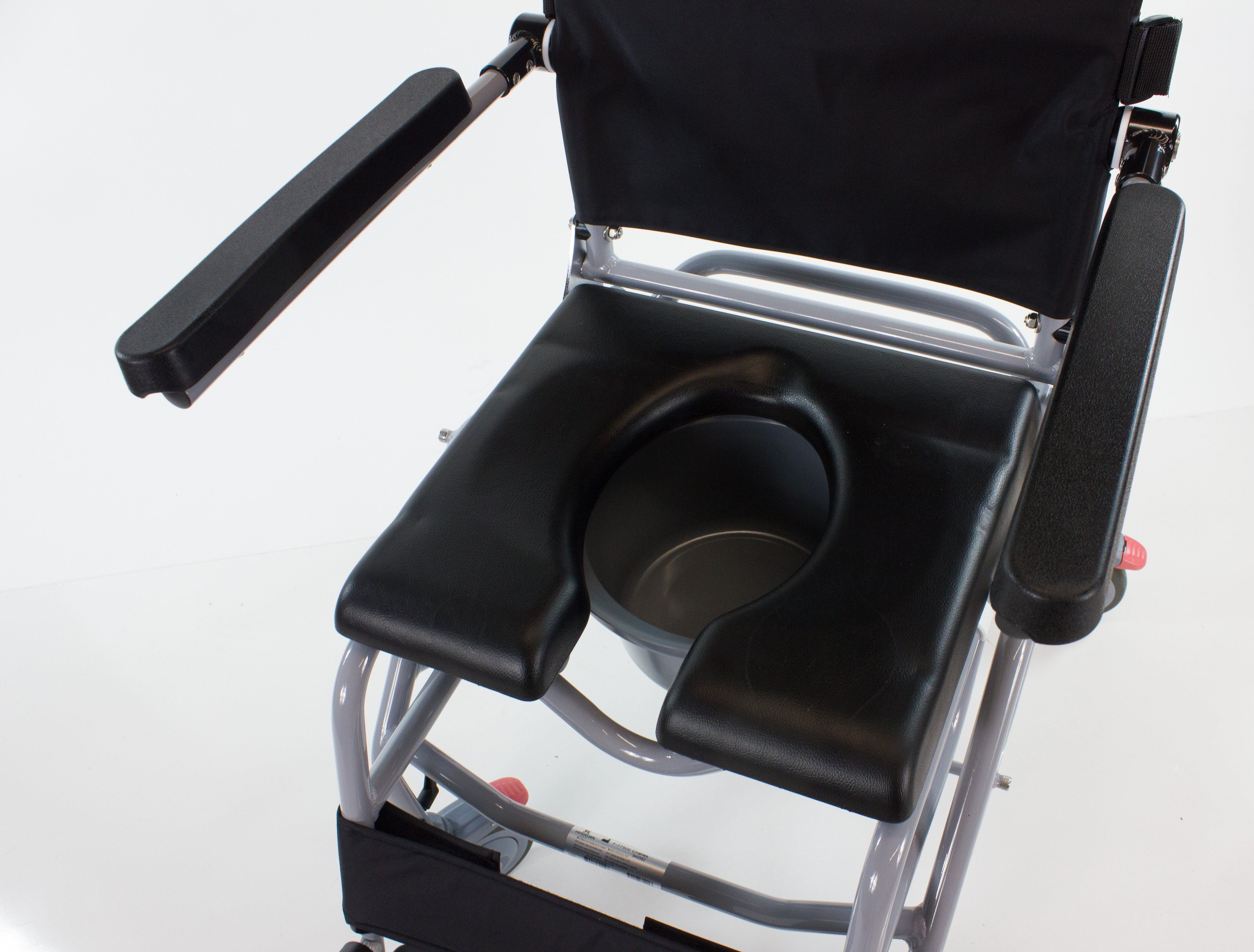 Professional Tilt In Space Reclining Shower Commode Chair with Padded Seat - Ideal for Elderly Care, Post-Surgery Recovery & Home Bathroom Safety