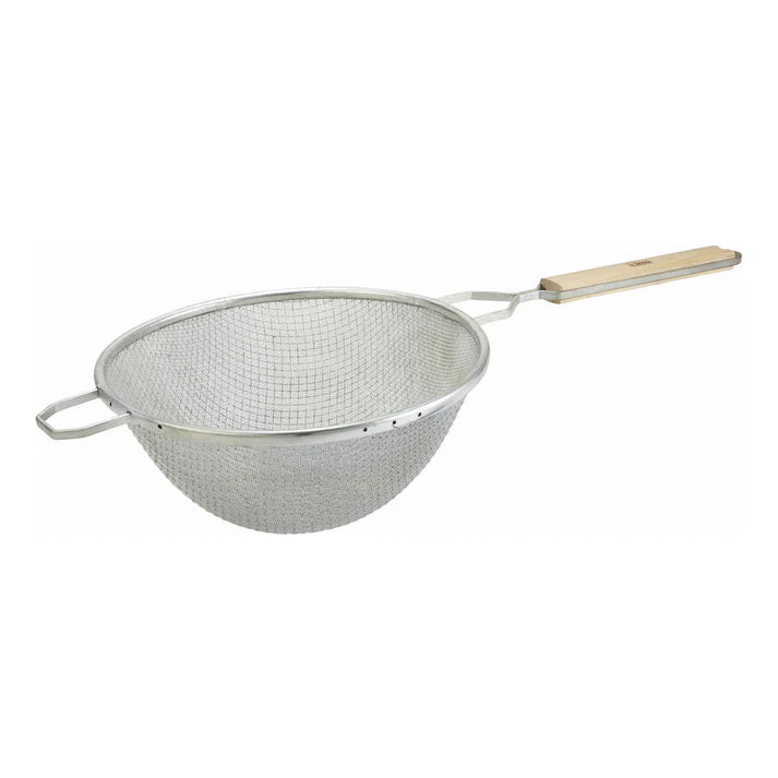 Winco 10.25-Inch Double Fine Mesh Strainer - Premium Stainless Steel Kitchen Colander for Pasta, Vegetables & Fruits - Ideal for Cooking, Baking & Food Prep