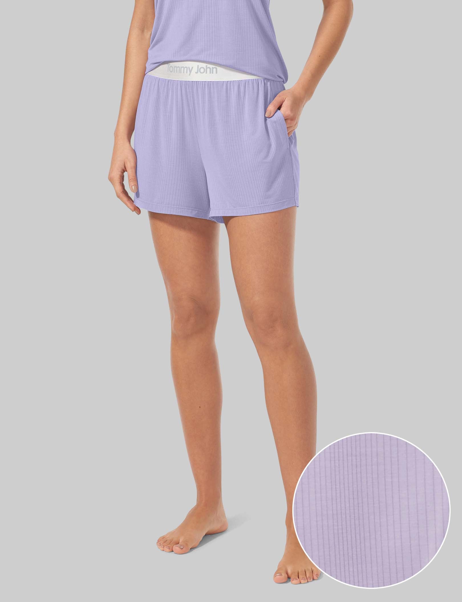 Women's Second Skin Luxe Rib Sleep Shorts - Ultra Soft & Comfortable Pajama Shorts for Lounge & Nightwear | Perfect for Relaxing at Home, Sleeping & Summer Nights
