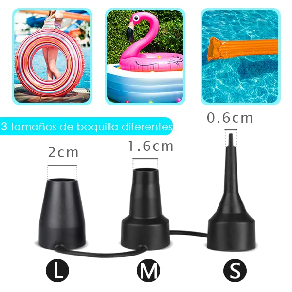 Deeplee 130W High Power Electric Air Pump, 2-in-1 Inflator & Deflator for Inflatable Mattresses, Pools, Boats, Toys - Includes 3 Nozzles - Perfect for Camping, Travel, and Home Use