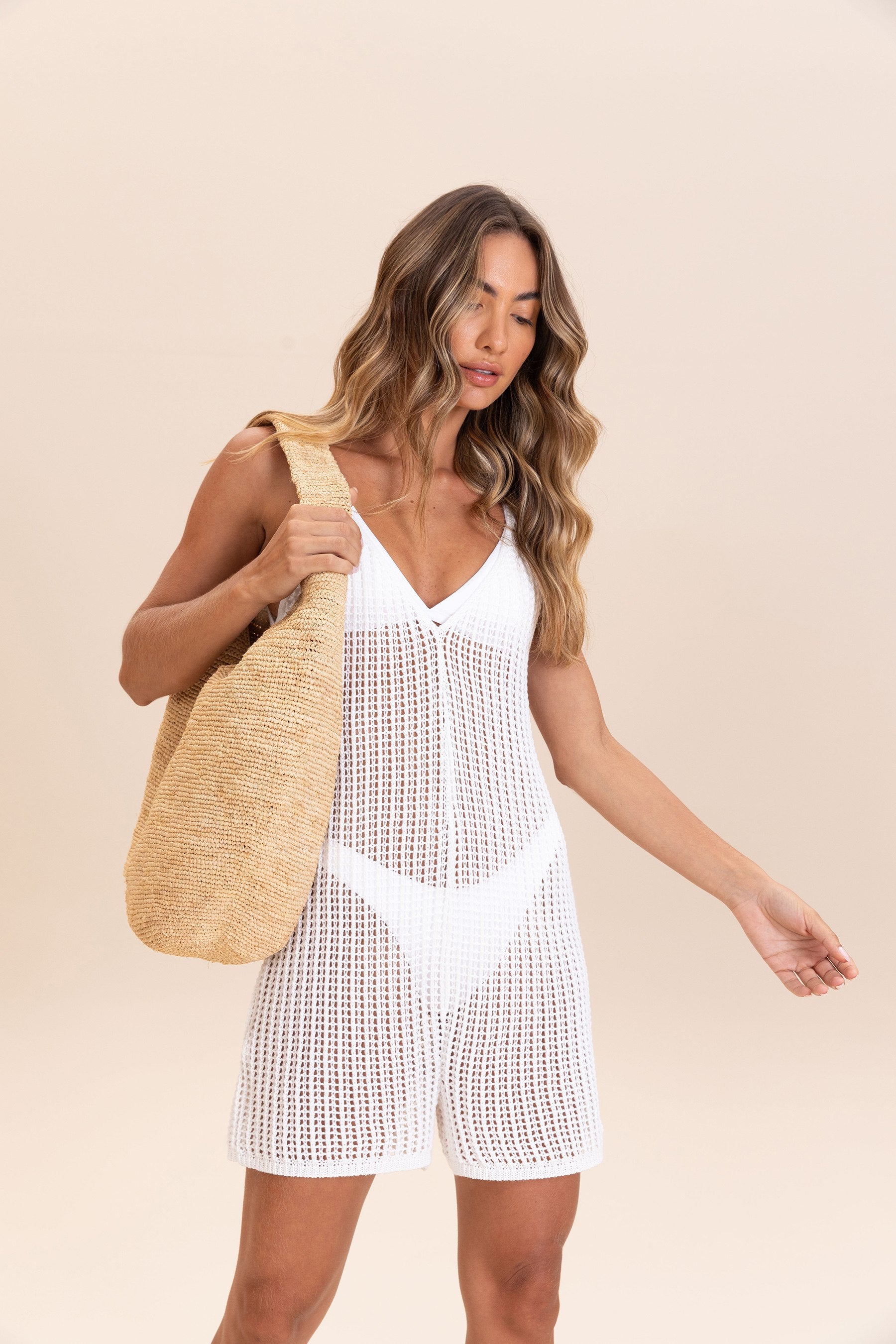 Short Knit Romper for Women - Casual Summer Outfit, Lounge Wear, Beach Cover-Up | Perfect for Vacation, Brunch, and Relaxing at Home
