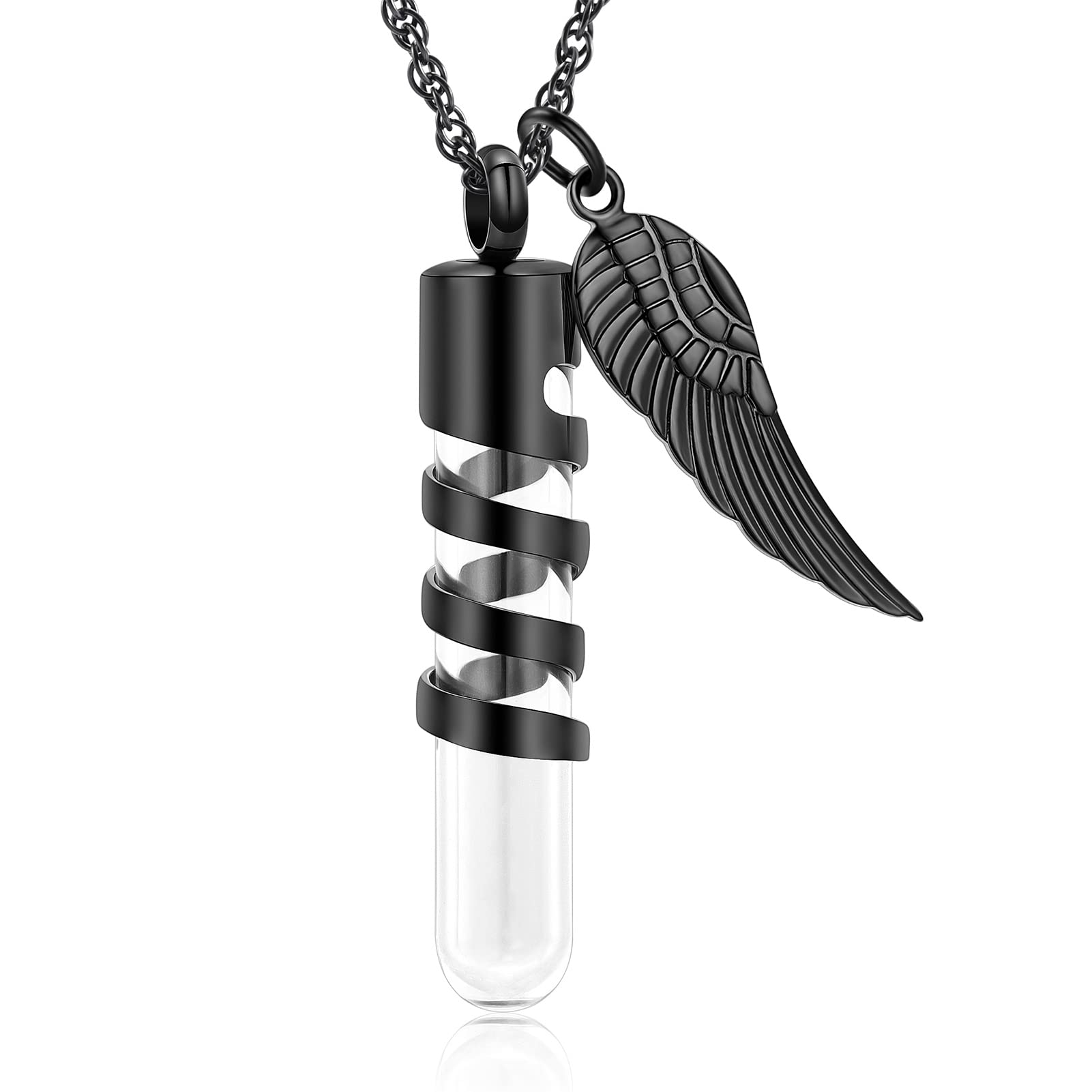 Glass Tube Cylinder Cremation Jewelry - Stainless Steel Urn Necklace for Ashes Keepsake - Memorial Pendant for Men & Women - Perfect for Honoring Loved Ones at Weddings, Funerals & Special Occasions