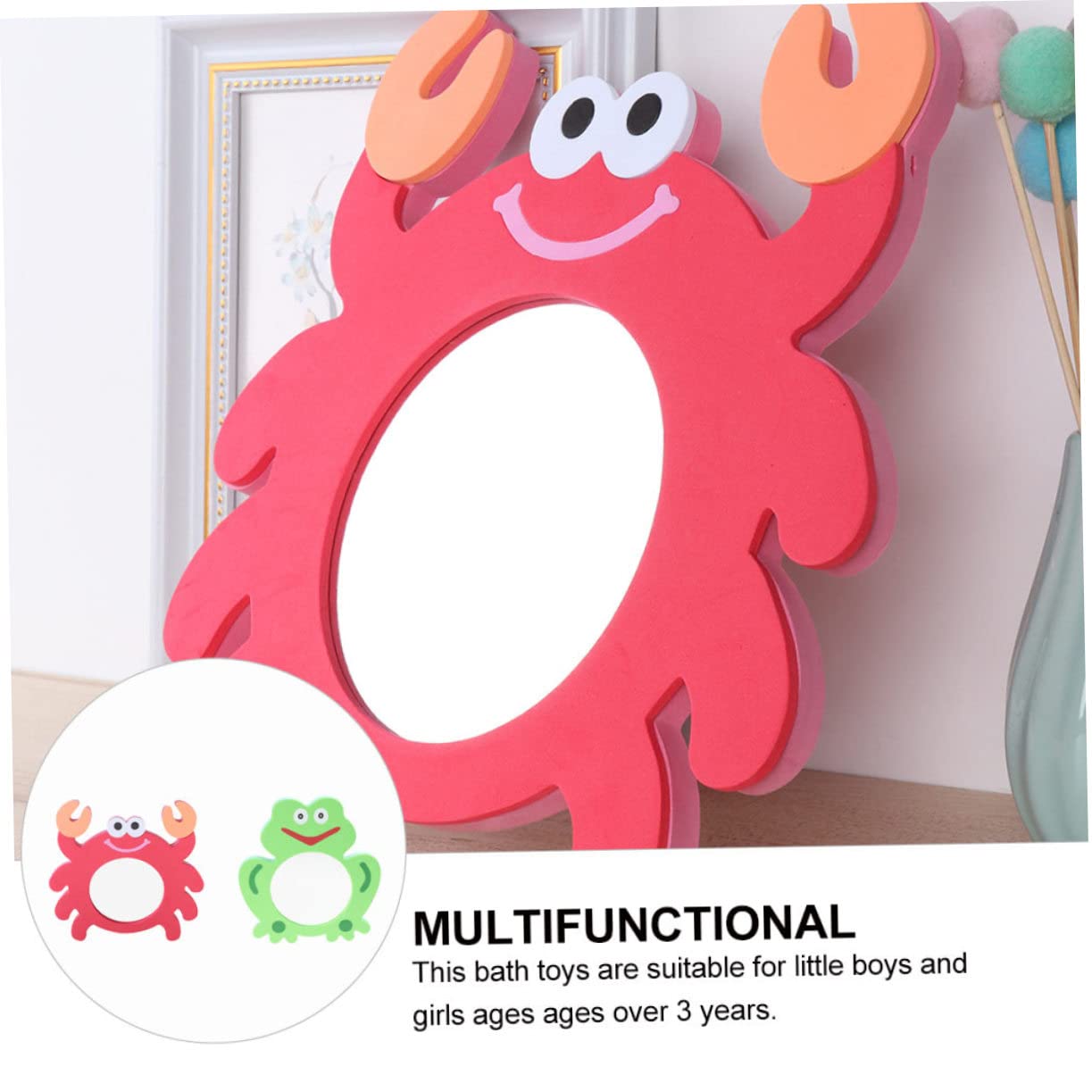 VICASKY 20 Pcs Cartoon EVA Bathtub Mirror Toys for Kids - Waterproof Bath Time Fun, Floating Bathroom Accessories for Toddlers & Babies - Perfect for Sensory Play and Learning During Bath Time