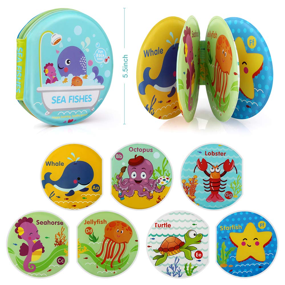 Non-Toxic Baby Bath Toys Set of 3 - Soft Educational Bathtub Toys for Toddlers 6-18 Months | Floating Bath Books & Fun Learning Toys for 1-3 Year Old Boys & Girls | Perfect for Bath Time Play & Early Childhood Development