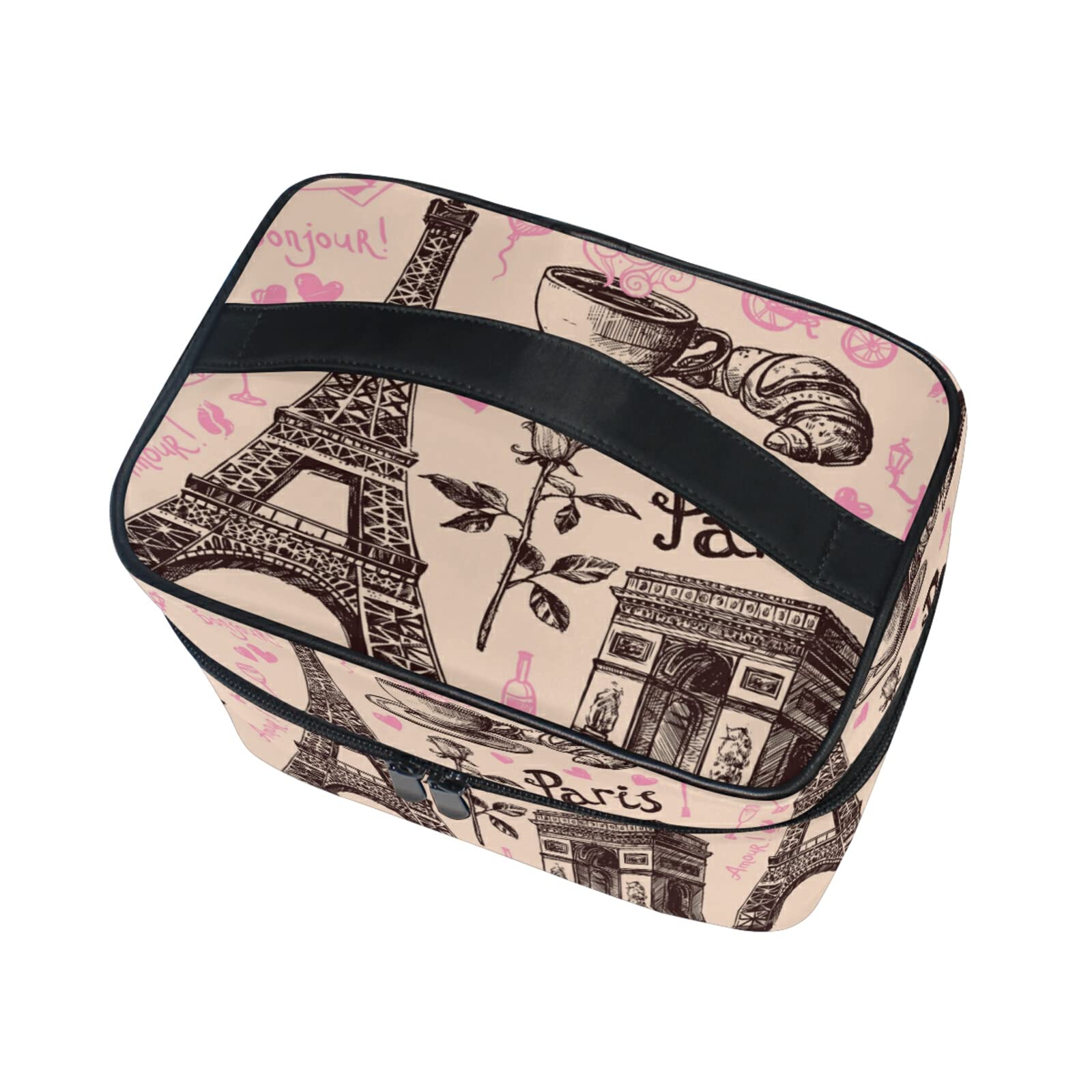 Stylish Paris Eiffel Tower Makeup Bag for Women - Waterproof Cosmetic & Toiletry Travel Organizer - Perfect for Travel, Gym, and Daily Essentials Storage