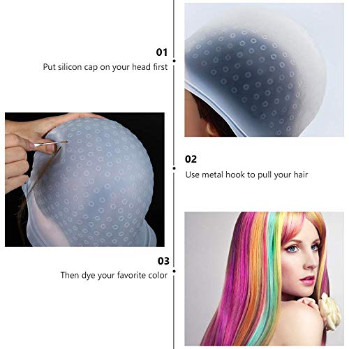 Ghelonadi Reusable Silicone Hair Coloring Cap with Steel Hook - Professional Hair Highlighting & Dyeing Tool for Salon & Home Use (1PC) - Perfect for Balayage, Ombre & DIY Hair Coloring