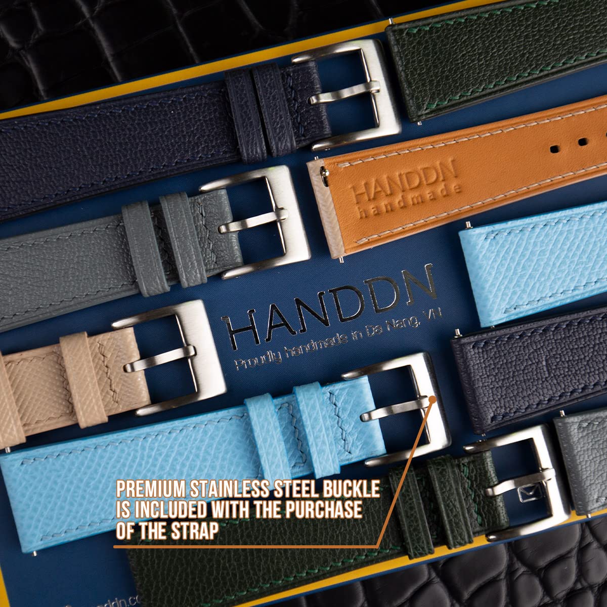 Genuine Alligator Leather Watch Bands for Men & Women - Handmade Quick Release Watch Straps 16mm-24mm - Premium Leather Watch Accessories for Apple Watch, Rolex & More - Perfect for Business, Casual & Formal Occasions (Beige)