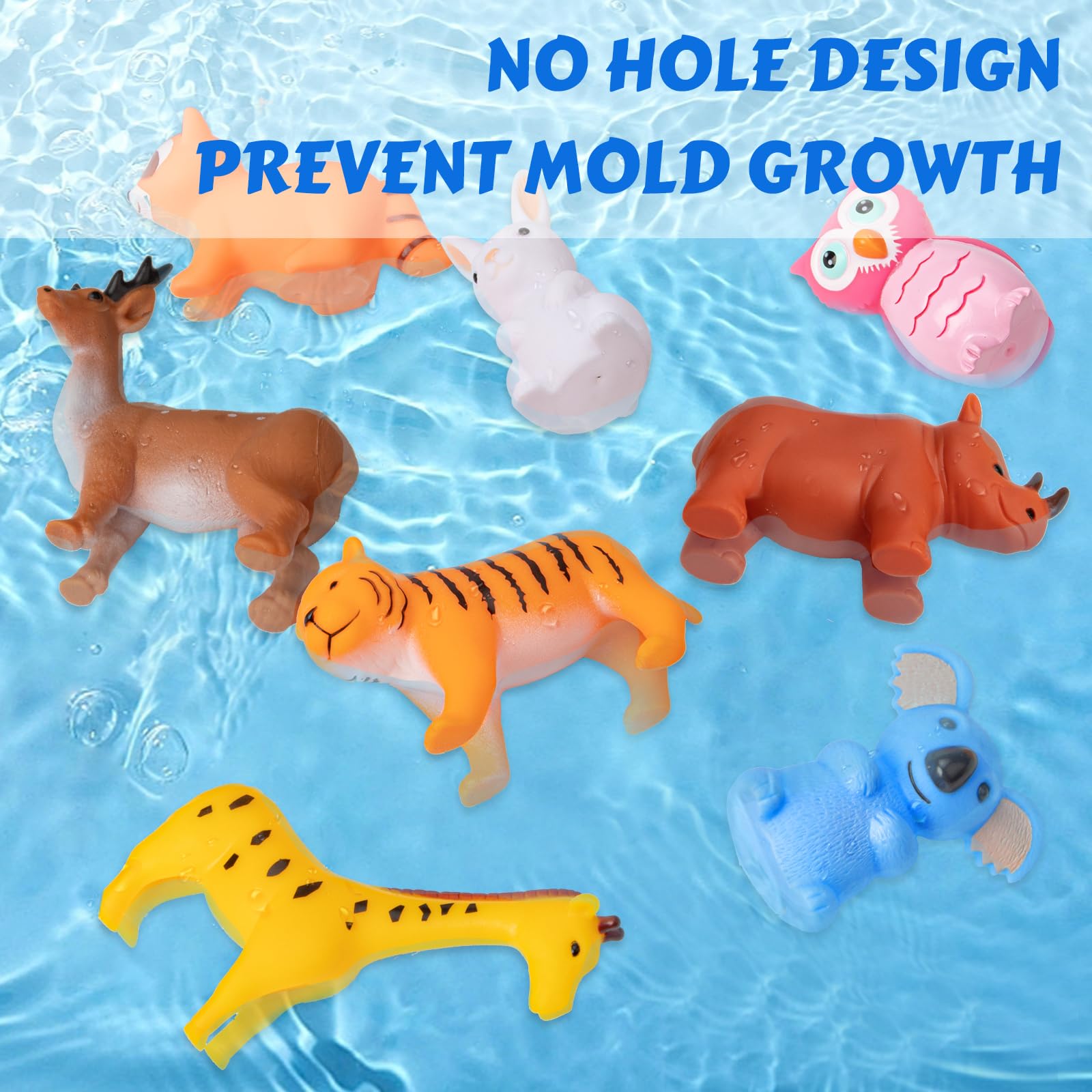 **Non-Toxic Bath Toys for Babies 6-18 Months & Toddlers 1-3 Years - 8PC No-Hole Animal Bathtub Toys Set (Animal C) - Safe, Fun & Educational Bath Time Play for Infants**