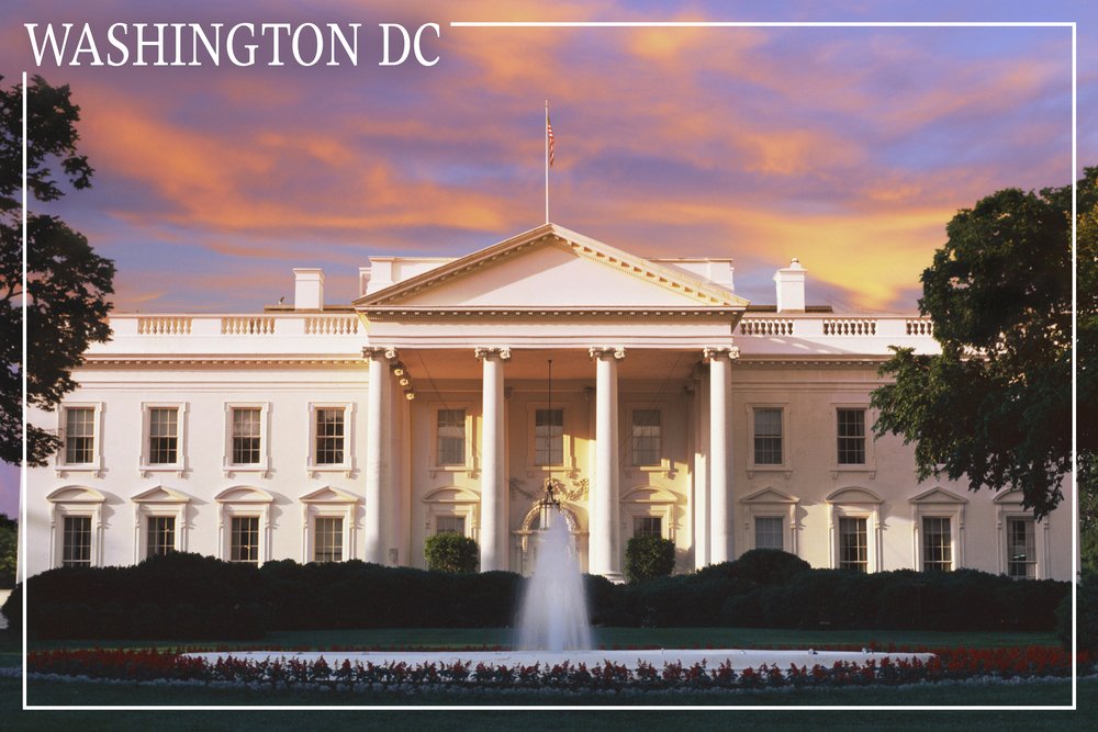 White House at Sunset Washington DC - 24x36 Giclee Gallery Print, Premium Travel Poster Wall Art Decor for Living Room, Office & Home Decoration | Perfect Gift for Travel Lovers & History Enthusiasts