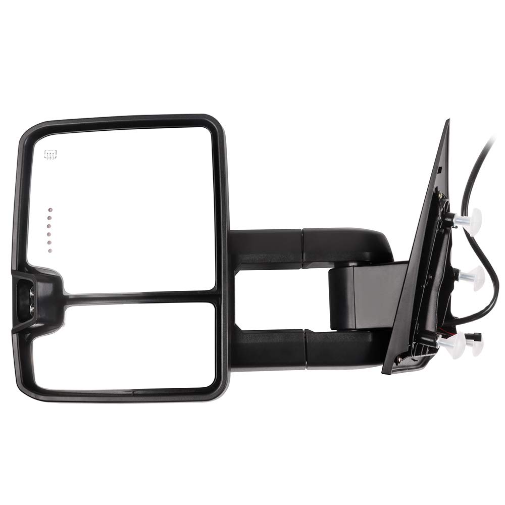 CCiyu Power Heated Towing Mirrors with Puddle Lights & Turn Signal - Compatible with 2014-2018 Chevy Silverado 1500/2500/3500 & GMC Sierra - Perfect for Towing, Night Driving & Enhanced Safety
