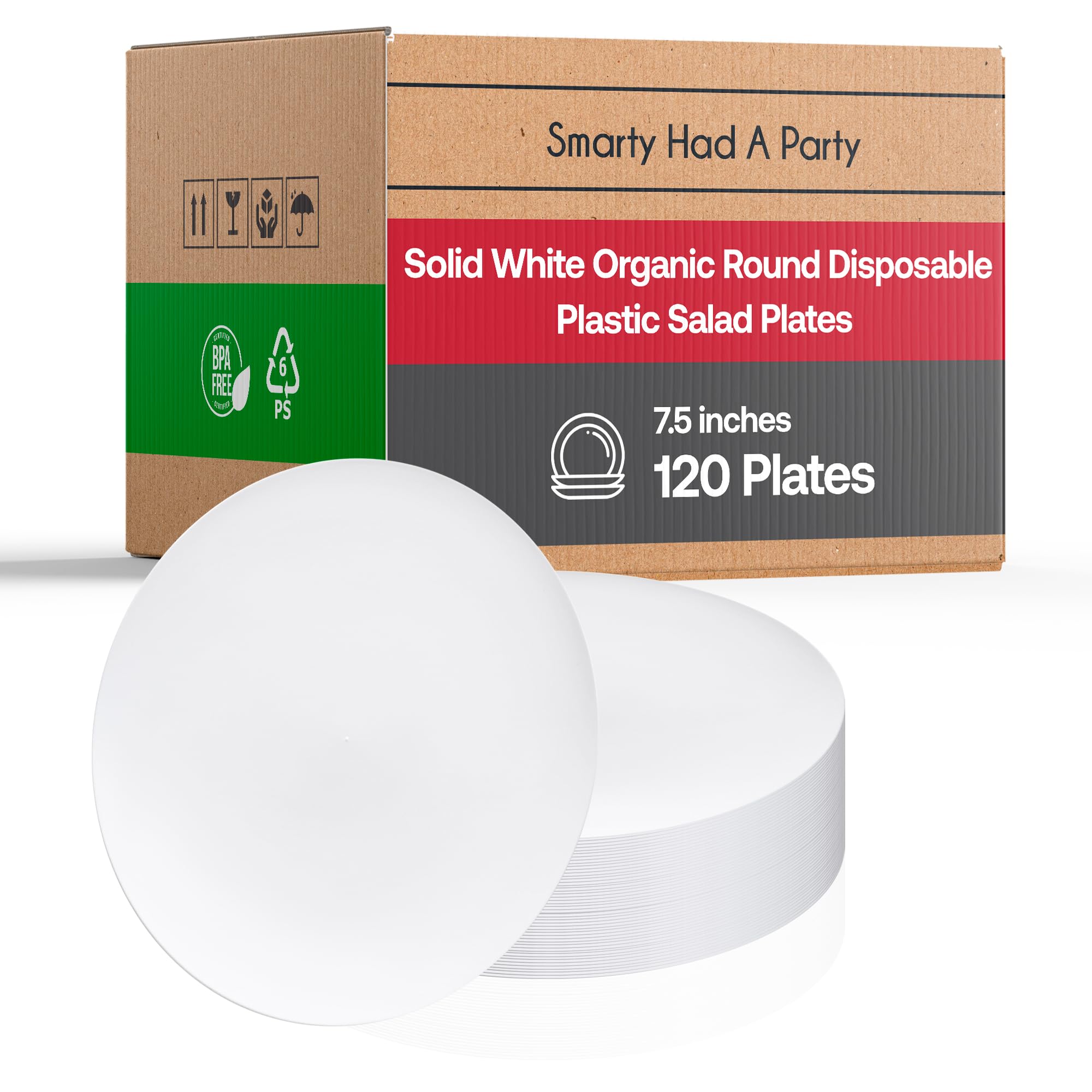 Eco-Friendly Disposable Plastic Plates with Elegant Rim Design - 7.5