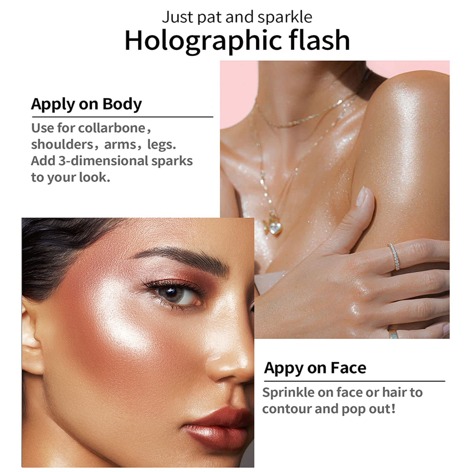 AONAT Highlighter Powder Stick - Shimmer Glitter Body & Hair Makeup for Face, Eyes, Lips - Perfect for Festival, Party, Cosplay & Special Occasion Makeup (01-White)