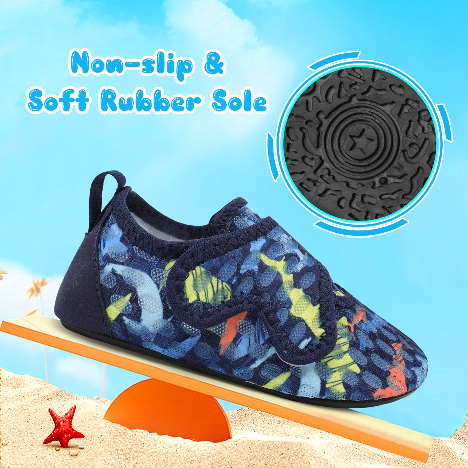 XIHALOOK Toddler Water Shoes for Boys & Girls - Quick Dry Barefoot Aqua Socks for Beach, Pool & Swim - Ideal for Summer Water Activities