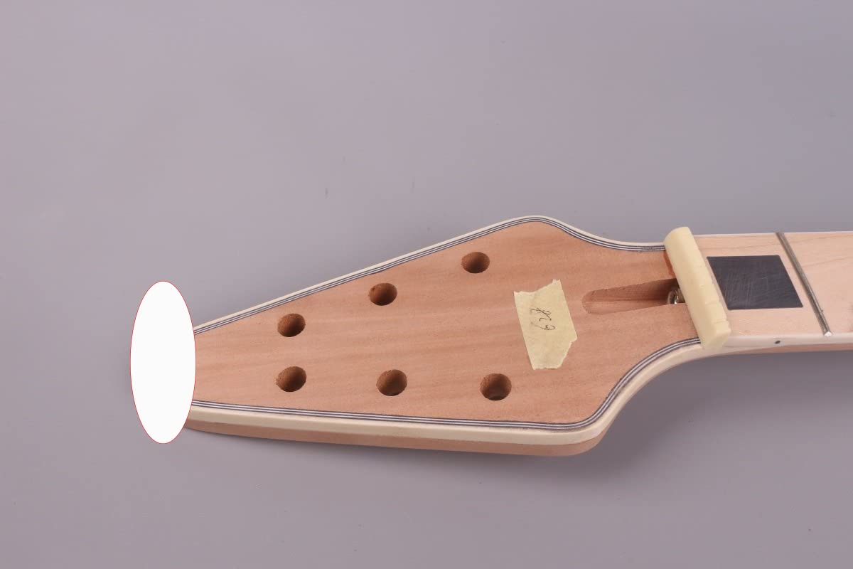 Yinfente Unfinished Electric Guitar Neck - 22 Frets, Maple & Mahogany Wood Replacement for Electric Guitars - Perfect for DIY Guitar Repair, Custom Builds, and Upgrades