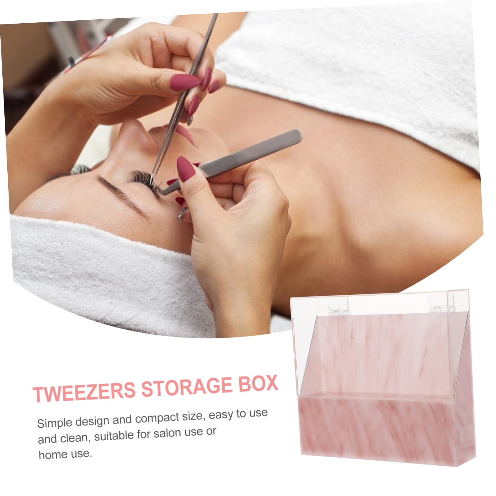 Professional Pink Acrylic Tweezers Holder & Eyelash Extension Organizer Box with Lid - Perfect for Lash Artists, Salon Storage, and Makeup Tool Organization