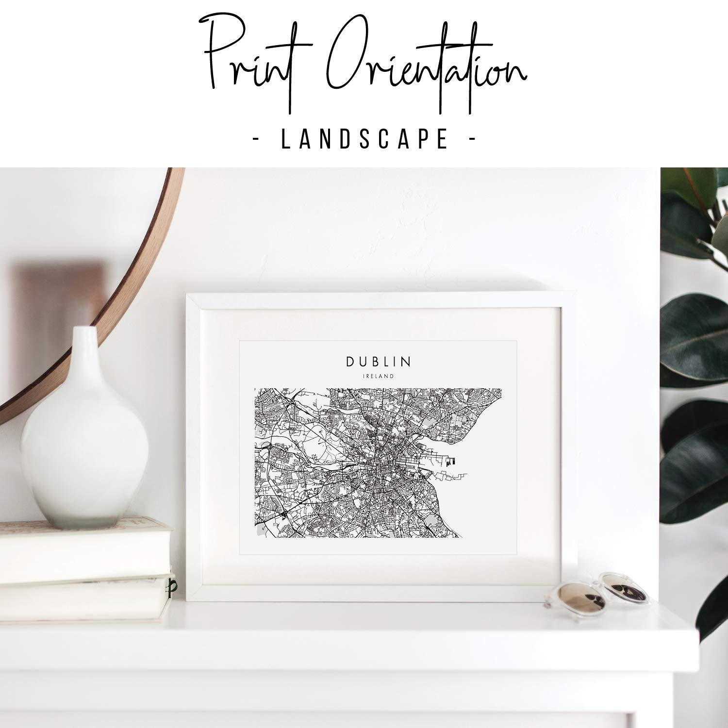 Dublin Ireland Minimal Modern Street Map Print - Unframed Wall Art for Home, Office & Travel Decor