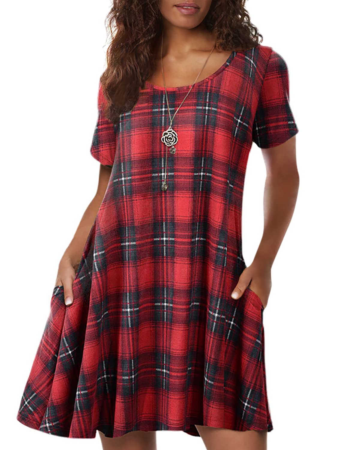 ZENNILO Plus Size Casual T-Shirt Dresses for Women - Flowy Swing Tunic Dress with Pockets | Comfortable Summer Outfit for Beach, Travel & Everyday Wear